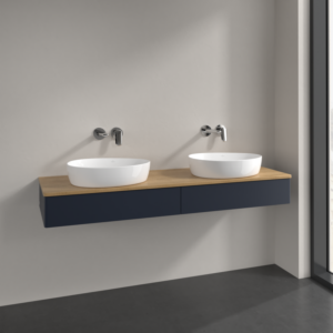 Villeroy und Boch Antao Waschtisch-Unterschrank L17011HG 160x19x50cm, Waschbeckenplattenfarbe honey oak, midnight blue matt lacquer, Mit Beleuchtung