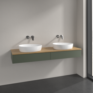 Villeroy und Boch Antao Waschtisch-Unterschrank L17011HL 160x19x50cm, Waschbeckenplattenfarbe honey oak, leaf green matt lacquer, Mit Beleuchtung