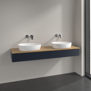 Villeroy und Boch Antao Waschtisch-Unterschrank L17111HG 160x19x50cm, Waschbeckenplattenfarbe honey oak, midnight blue matt lacquer, Mit Beleuchtung