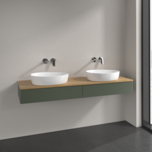 Villeroy und Boch Antao Waschtisch-Unterschrank L17111HL 160x19x50cm, Waschbeckenplattenfarbe honey oak, leaf green matt lacquer, Mit Beleuchtung