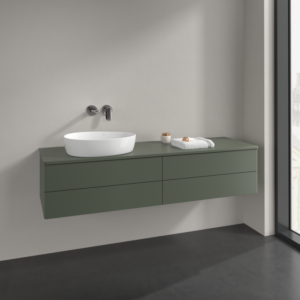 Villeroy and Boch Antao vanity unit L26010HL 160x36x50cm, washbasin top colour lacquer, leaf green matt lacquer, with lighting