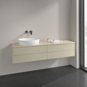 Villeroy und Boch Antao Waschtisch-Unterschrank L26013HJ 160x36x50cm, Waschbeckenplattenfarbe botticino, silk grey matt lacquer, mit Beleuchtung