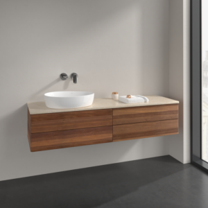Villeroy und Boch Antao Waschtisch-Unterschrank L26013HM 160x36x50cm, Waschbeckenplattenfarbe botticino, warm walnut, mit Beleuchtung