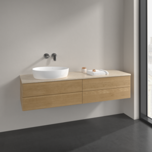Villeroy and Boch Antao vanity unit L26013HN 160x36x50cm, washbasin top colour botticino, honey oak, with lighting