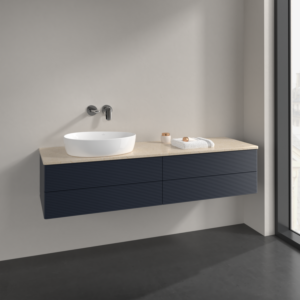 Villeroy und Boch Antao Waschtisch-Unterschrank L26113HG 160x36x50cm, Waschbeckenplattenfarbe botticino, midnight blue matt lacquer, mit Beleuchtung