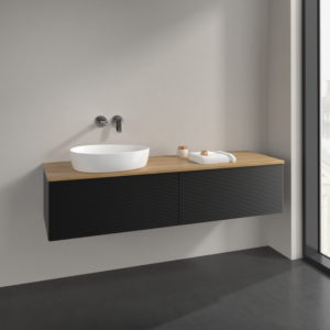 Villeroy und Boch Antao Waschtisch-Unterschrank L37111PD 160x36x50cm, Waschbeckenplattenfarbe honey oak, black matt lacquer