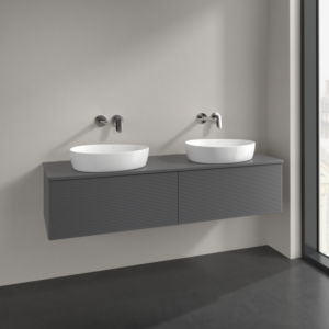 Villeroy und Boch Antao Waschtisch-Unterschrank L39110GK 160x36x50cm, Waschbeckenplattenfarbe Lack, anthracite matt lacquer, Mit Beleuchtung