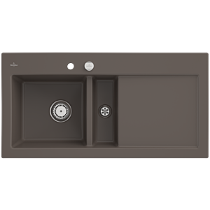 Villeroy und Boch Subway 60 Einbauspüle 677002TR links, mit Ablaufgarnitur, Excenterbetätigung, 1000 x 510 mm, timber CeramicPlus