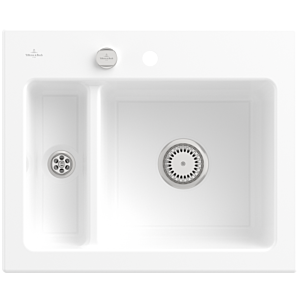 Évier encastrable Villeroy et Boch Subway 60 XM 678002KG avec garniture de vidage , commande excentrique, 620 x 510 mm, blanc neige CeramicPlus