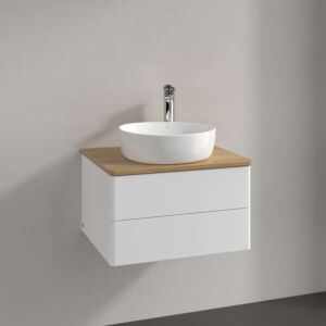 Villeroy &amp; Boch Antao vanity unit K18051MT 60x36x50cm, tap hole, washbasin top color honey oak, white matt lacquer