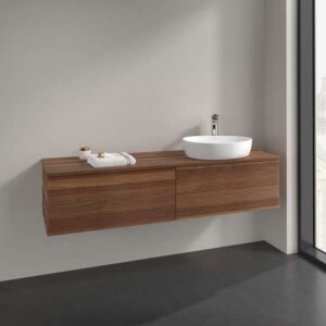 Villeroy &amp; Boch Antao vanity unit K38152HM 160x36x50cm, tap hole, washbasin top color warm walnut, warm walnut