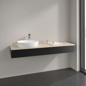 Villeroy und Boch Antao Waschtisch-Unterschrank K15113PD 160x19x50cm, Waschbeckenplattenfarbe botticino, black matt lacquer