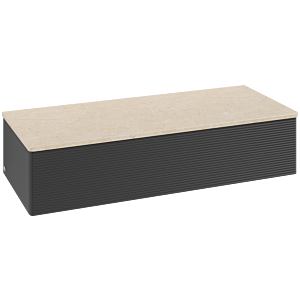 Villeroy und Boch Antao Sideboard L41103PD 120x26,8x50cm, Waschbeckenplattenfarbe botticino, black matt lacquer