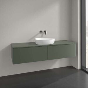 Villeroy und Boch Antao Waschtisch-Unterschrank L36050HL mit Beleuchtung, 2 Auszüge, 1600 x 360 x 500 mm, Front ohne Struktur, Leaf Green Matt Lacquer / Leaf Green Matt Lacquer
