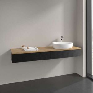 Villeroy und Boch Antao Waschtisch-Unterschrank K16111PD 160x19x50cm, Waschbeckenplattenfarbe honey oak, black matt lacquer