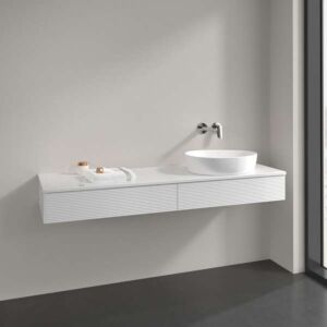 Villeroy &amp; Boch Antao vanity unit K16150GF 160x19x50cm, tap hole, washbasin top color: glossy white lacquer