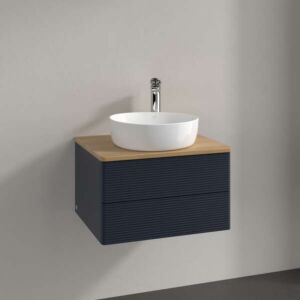 Villeroy und Boch Antao Waschtisch-Unterschrank K18151HG 60x36x50cm, Hahnloch, Waschbeckenplattenfarbe honey oak, midnight blue matt lacquer