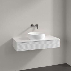 Villeroy und Boch Antao Waschtisch-Unterschrank L09150GF mit Beleuchtung, 1 Auszug, 1000 x 190 x 500 mm, Front mit Struktur, Glossy White Lacquer / Glossy White Lacquer