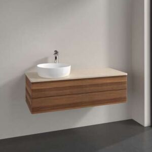 Villeroy und Boch Antao Waschtisch-Unterschrank K22013HM 120x36x50cm, Waschbeckenplattenfarbe botticino, warm walnut