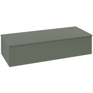 Villeroy &amp; Boch Antao Sideboard L41000HL with lighting, 1 drawer, 1200 x 268 x 500 mm, smooth front, Leaf Green Matt Lacquer / Leaf Green Matt Lacquer