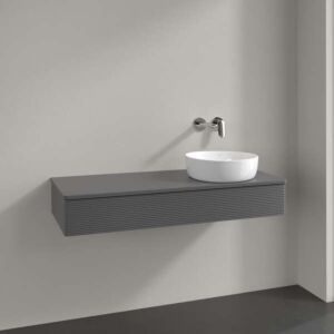 Villeroy und Boch Antao Waschtisch-Unterschrank K12150GK 120x19x50cm, Hahnloch, Waschbeckenplattenfarbe Lack, anthracite matt lacquer