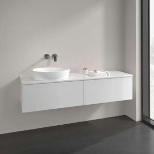 Meuble vasque Villeroy &amp; Boch Antao K37050GF 160 x 36 x 50 cm, percé pour robinetterie, plan vasque laquée blanc brillant