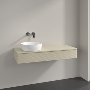 Villeroy &amp; Boch Antao vanity unit K11150HJ 120x19x50cm, tap hole, washbasin top color: silk grey matt lacquer