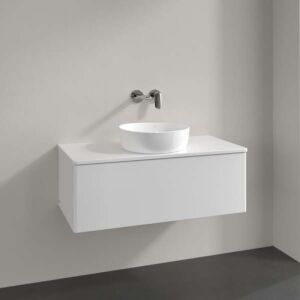 Villeroy &amp; Boch Antao vanity unit K31050GF 100x36x50cm, tap hole, washbasin top color: glossy white lacquer