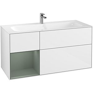 Villeroy und Boch Finion Waschtischunterschrank F060GMGF 119,6x59,1cm, Regal links Olive Matt Lacquer, Glossy white lacquer