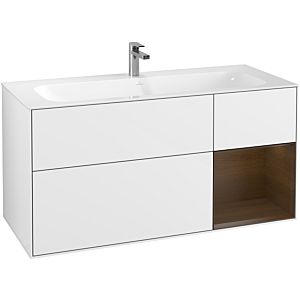 Villeroy et Boch Finion Villeroy et Boch F070GNGF 119,6x59,1cm, étagère droite placage noyer, laqué blanc brillant