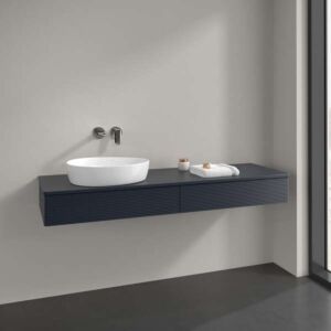 Meuble vasque Villeroy &amp; Boch Antao K15110HG 160 x 19 x 50 cm, plan vasque laqué, laque mate bleu nuit