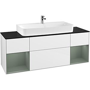 Villeroy and Boch Finion Villeroy and Boch Finion F212GMGF 160cm, cover plate black matt, shelves olive matt lacquer, glossy white lacquer