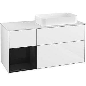 Villeroy und Boch Finion Waschtischunterschrank F271PHGF 120cm, Abdeckplatte white matt, Regal links Glossy Black Lacquer, Glossy white lacquer