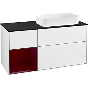 Villeroy and Boch Finion Villeroy and Boch Finion F272HBGF 120cm, cover plate black matt, shelf left Peony , glossy white lacquer