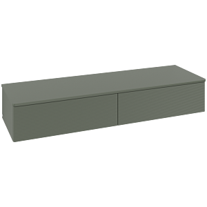 Buffet Villeroy &amp; Boch Antao L42100HL avec éclairage, 2 tiroirs, 1600 x 268 x 500 mm, façade texturée, laque mate Vert Feuille / Laque mate Vert Feuille