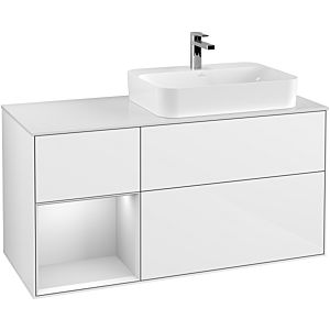 Villeroy and Boch Finion Villeroy and Boch Finion F391MTGF 120cm, cover plate white matt, shelf left white matt lacquer, glossy white lacquer