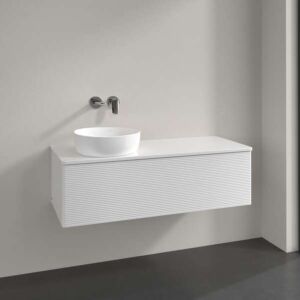 Villeroy und Boch Antao Waschtisch-Unterschrank K33150GF 120x36x50cm, Hahnloch, Waschbeckenplattenfarbe Lack, glossy white lacquer