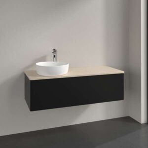 Villeroy und Boch Antao Waschtisch-Unterschrank K33013PD 120x36x50cm, Waschbeckenplattenfarbe botticino, black matt lacquer