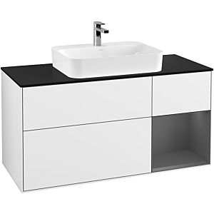 Villeroy and Boch Finion Villeroy and Boch Finion F422GKGF 120cm, cover plate black matt, shelf right Anthracite matt, Glossy white lacquer