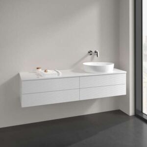 Meuble vasque Villeroy &amp; Boch Antao K27150GF 160 x 36 x 50 cm, percé pour robinetterie, plan vasque laquée blanc brillant