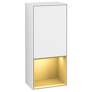 Villeroy et Boch Finion armoire latérale F540HFGF 41.8x93.6x27cm, gauche, étagère sous or mat, laqué blanc brillant
