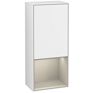 Villeroy und Boch Finion Seitenschrank F550HHGF 41,8x93,6x27cm, rechts, Regal unten Sand Matt, Glossy white lacquer