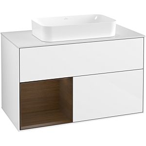 Villeroy and Boch Finion Villeroy and Boch Finion F651GNGF 100x60.3x50.1cm, shelf left walnut veneer, glossy white lacquer