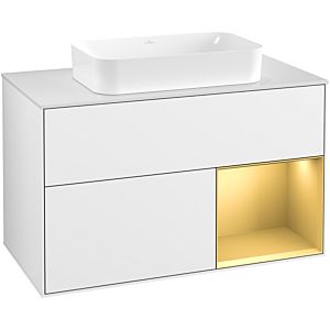 Villeroy and Boch Finion Villeroy and Boch Finion F661HFGF 100x60,3x50,1cm, shelf right gold matt, glossy white lacquer
