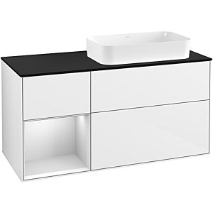 Villeroy und Boch Finion Waschtischunterschrank F682MTGF 120x60,3x50,1cm, Regal links White matt lacquer, Glossy white lacquer