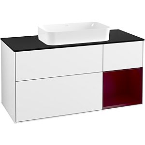 Villeroy und Boch Finion Waschtischunterschrank F712HBGF 120x60,3x50,1cm, Regal rechts Peony, Glossy white lacquer