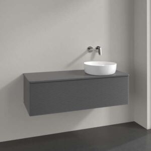 Villeroy und Boch Antao Waschtisch-Unterschrank K34150GK 120x36x50cm, Hahnloch, Waschbeckenplattenfarbe Lack, anthracite matt lacquer