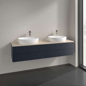 Villeroy &amp; Boch Antao vanity unit K28013HG 160x36x50cm, washbasin top color botticino, midnight blue matt lacquer