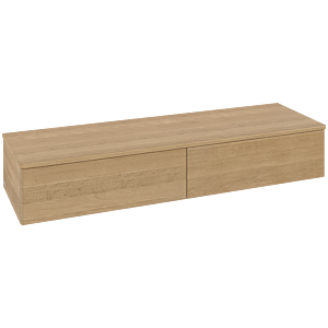 Villeroy und Boch Antao Sideboard L42001HN mit Beleuchtung, 2 Auszüge, 1600 x 268 x 500 mm, Front ohne Struktur, Honey Oak / Honey Oak