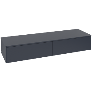 Villeroy &amp; Boch Antao sideboard L42000HJ with lighting, 2 drawers, 1600 x 268 x 500 mm, smooth front, Midnight Blue Matt Lacquer / Midnight Blue Matt Lacquer